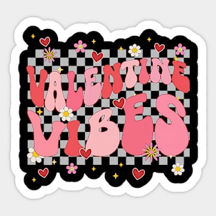 Groovy Checkered Valentine Vibes Valentines Day Womens Girls Sticker